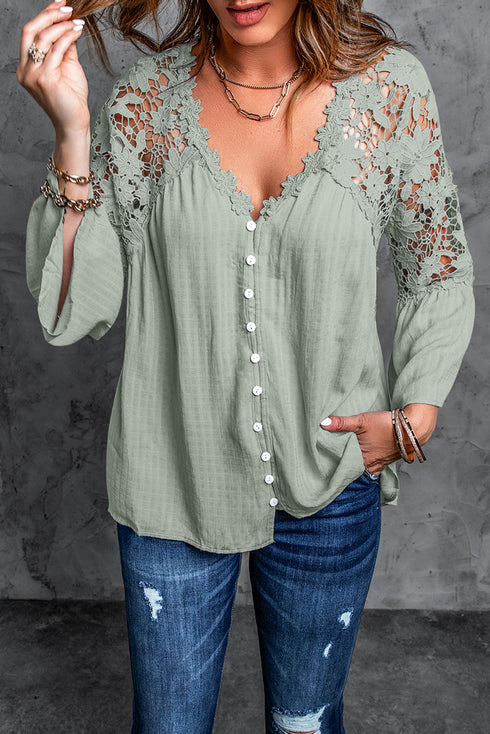 Crochet Lace Button Top