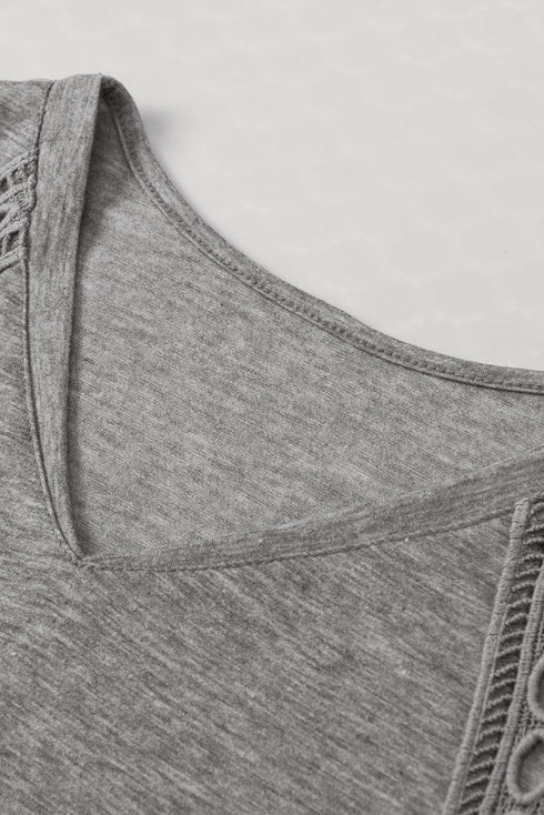 Crochet Lace Detail Oversized Tee