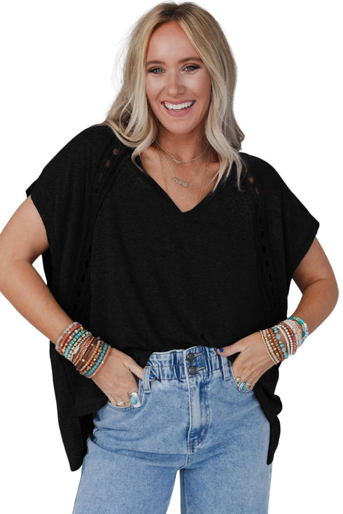 Crochet Lace Detail Oversized Tee