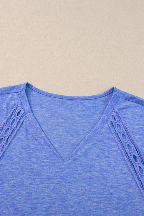 Crochet Lace Detail Oversized Tee