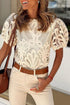 Crochet Lace Hollowed Puff Sleeve Blouse