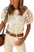 Crochet Lace Hollowed Puff Sleeve Blouse