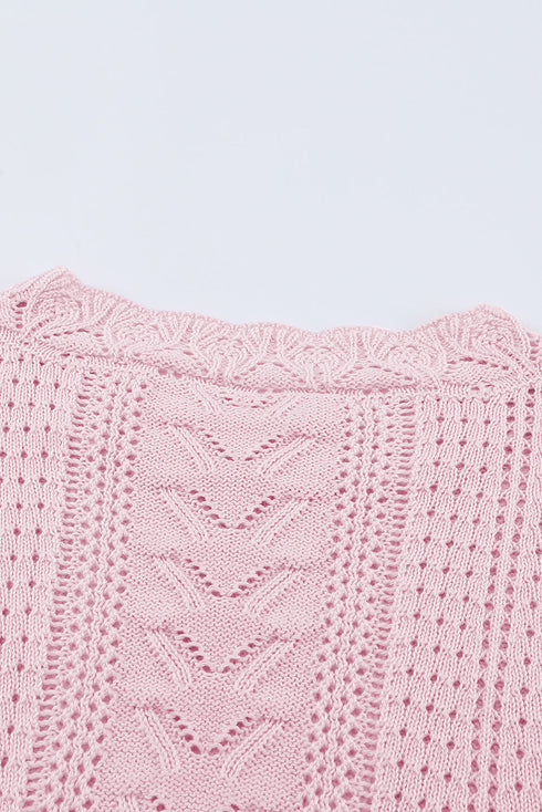 Crochet Lace Pointelle Knit Sweater