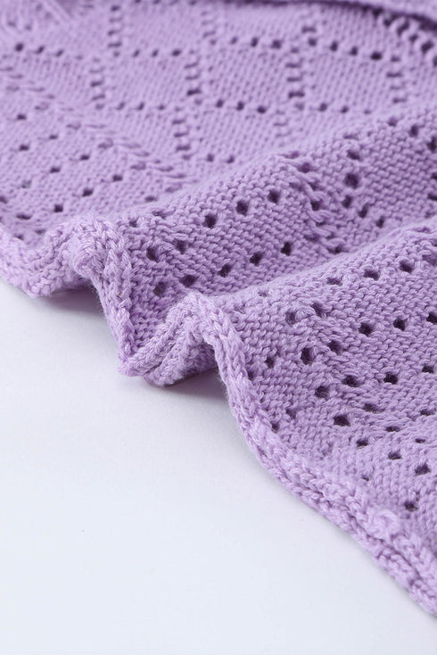 Crochet Lace Pointelle Knit Sweater