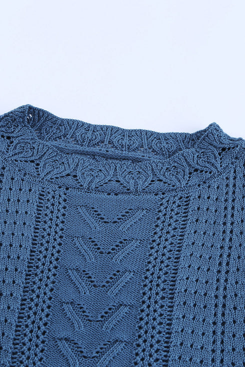 Crochet Lace Pointelle Knit Sweater