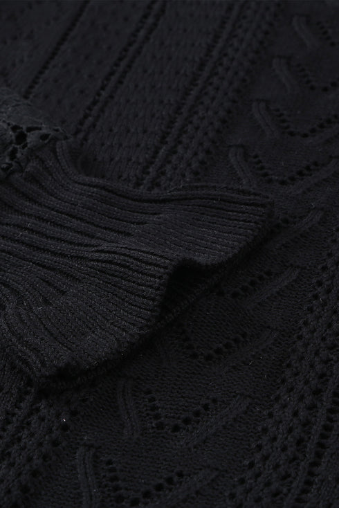 Crochet Lace Pointelle Knit Sweater