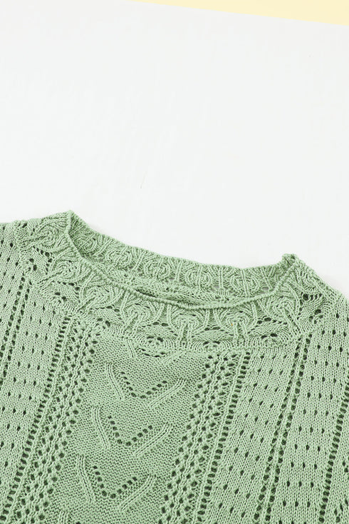 Crochet Lace Pointelle Knit Sweater