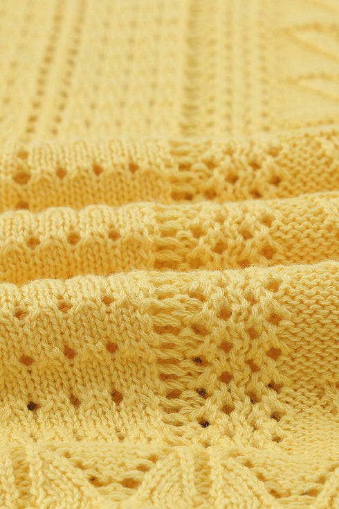 Crochet Lace Pointelle Knit Sweater