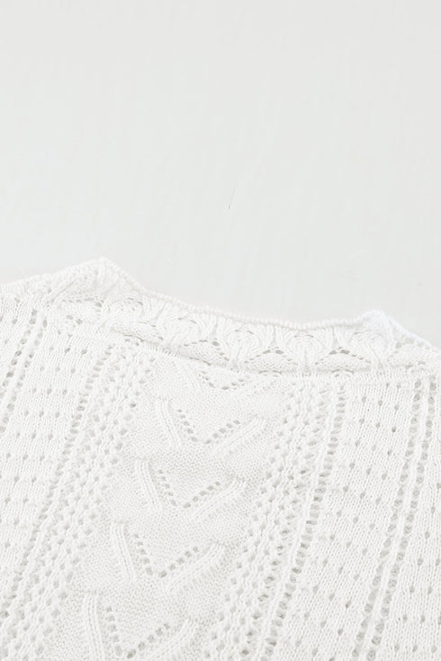 Crochet Lace Pointelle Knit Sweater