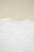 Crochet Lace Round Neck Puff Sleeve Shift Mini Dress