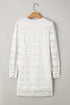 Crochet Lace Round Neck Puff Sleeve Shift Mini Dress