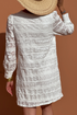 Crochet Lace Round Neck Puff Sleeve Shift Mini Dress