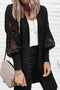 Crochet Lace Sleeve Ribbed Knit Cardigan