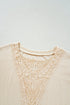 Crochet Patch Cable Textured Cuffed Short Sleeve Top