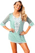 Crochet Pom Pom Trim Beach Tunic Cover Up