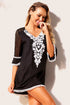 Crochet Pom Pom Trim Beach Tunic Cover Up