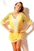 Crochet Pom Pom Trim Beach Tunic Cover Up