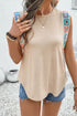 Crochet Trim Accent Relaxed Fit Sleeveless Top