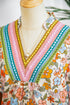 Crochet V Neck Puff Sleeve Floral Bohemian Blouse