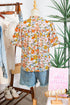 Crochet V Neck Puff Sleeve Floral Bohemian Blouse