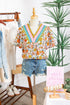 Crochet V Neck Puff Sleeve Floral Bohemian Blouse