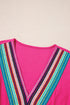 Crochet V Neck Textu Tie Ruffled Long Sleeve Mini Dress