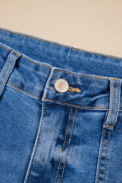Cropped High Rise Wide Leg Stretch Denim Jeans