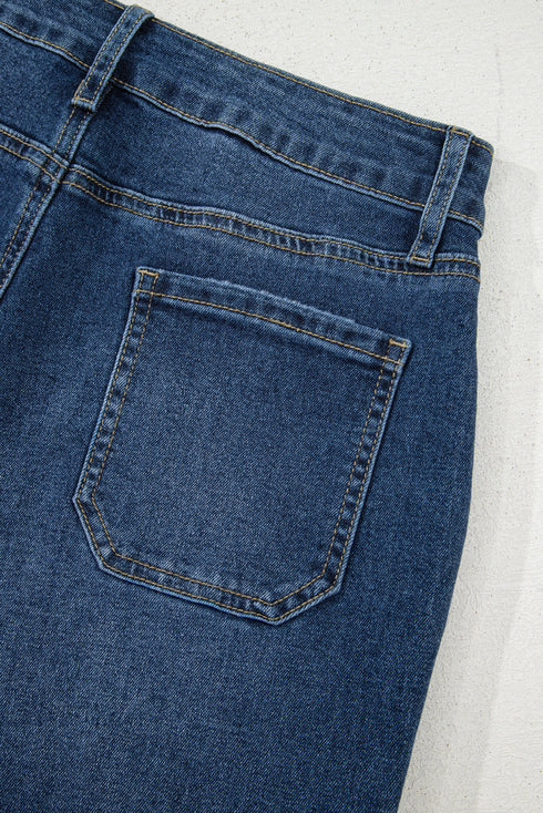 Cropped High Rise Wide Leg Stretch Denim Jeans