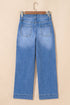 Cropped High Rise Wide Leg Stretch Denim Jeans