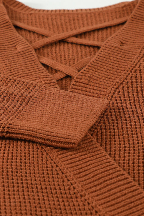 Cross Back Hollow-Out Sweater