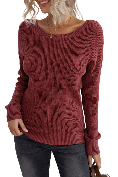 Cross Back Hollow-Out Sweater