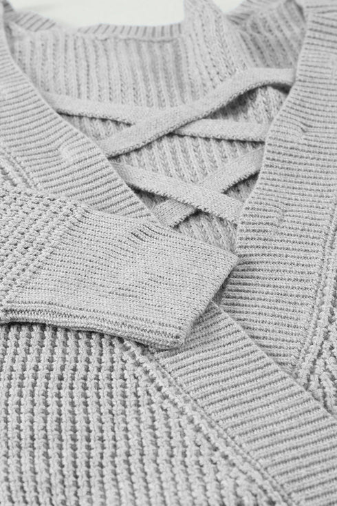 Cross Back Hollow-Out Sweater