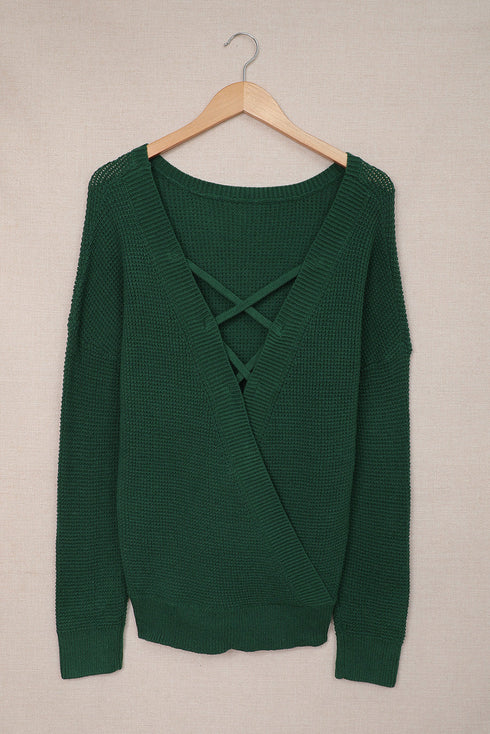 Cross Back Hollow-Out Sweater