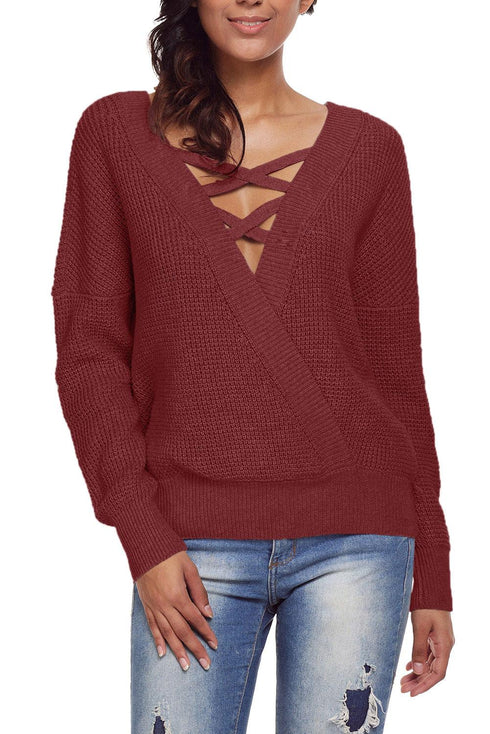 Cross Back Hollow-Out Sweater