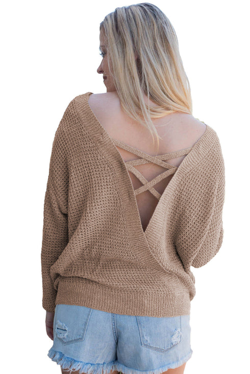 Cross Back Hollow-Out Sweater