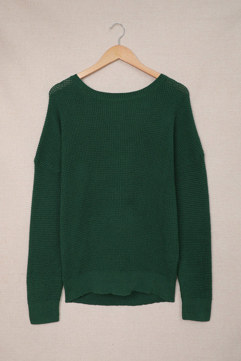 Cross Back Hollow-Out Sweater