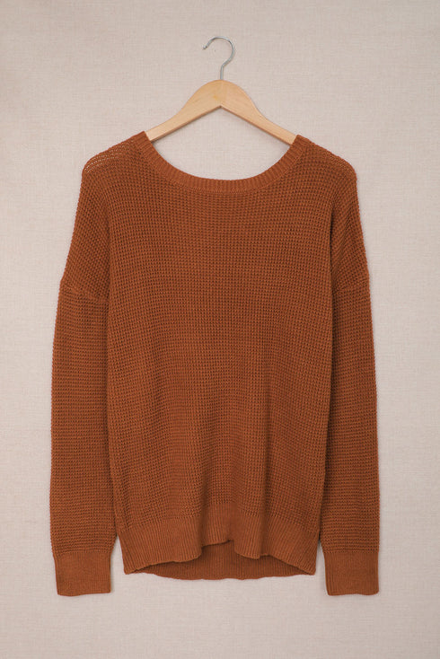Cross Back Hollow-Out Sweater