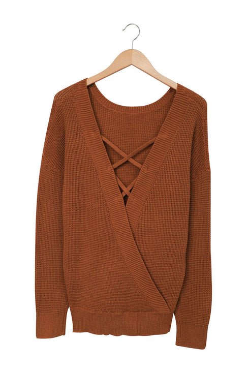 Cross Back Hollow-Out Sweater