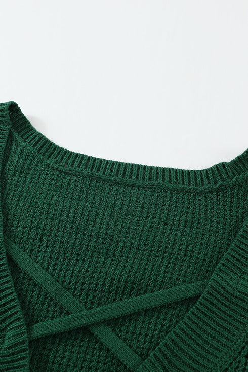 Cross Back Hollow-Out Sweater