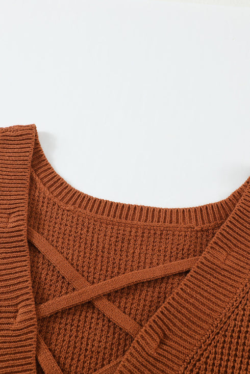 Cross Back Hollow-Out Sweater