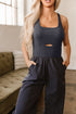 Cross Back Strappy Cut Out Relaxed Jogger Jumpsuit