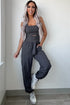 Cross Back Strappy Cut Out Relaxed Jogger Jumpsuit