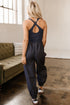 Cross Back Strappy Cut Out Relaxed Jogger Jumpsuit