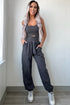 Cross Back Strappy Cut Out Relaxed Jogger Jumpsuit
