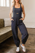 Cross Back Strappy Cut Out Relaxed Jogger Jumpsuit