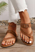 Cross Strap Buckle Detail Faux Leather Slides