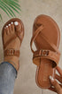 Cross Strap Buckle Detail Faux Leather Slides