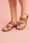 Cross Strap Buckle Detail Faux Leather Slides