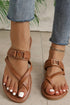 Cross Strap Buckle Detail Faux Leather Slides