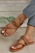 Cross Strap Buckle Detail Faux Leather Slides